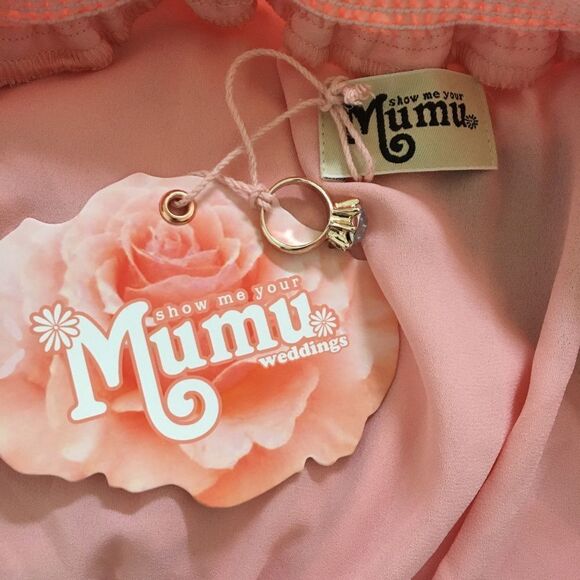 Show Me Your MuMu Hacienda Cold Shoulder Maxi Dress Rose Bud Chiffon Size Small - Picture 8 of 10